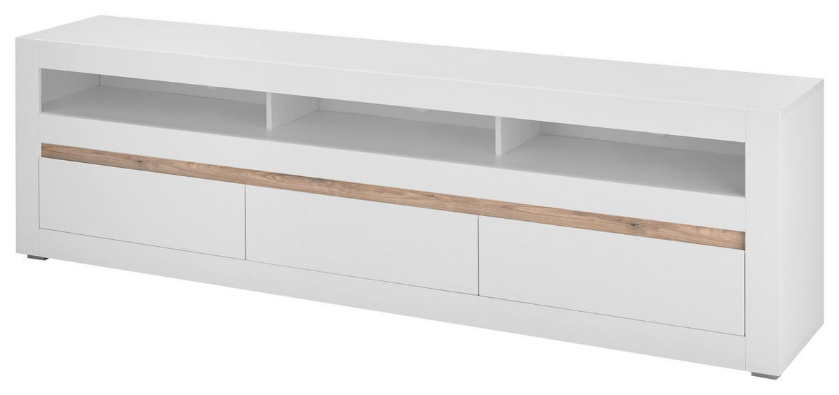 TV-Lowboard Chester weiß matt Eiche Evoke Coast Nachbildung B/H/T: ca. 217x63x42 cm Chester - Eiche/weiß (217,00/63,00/42,00cm)