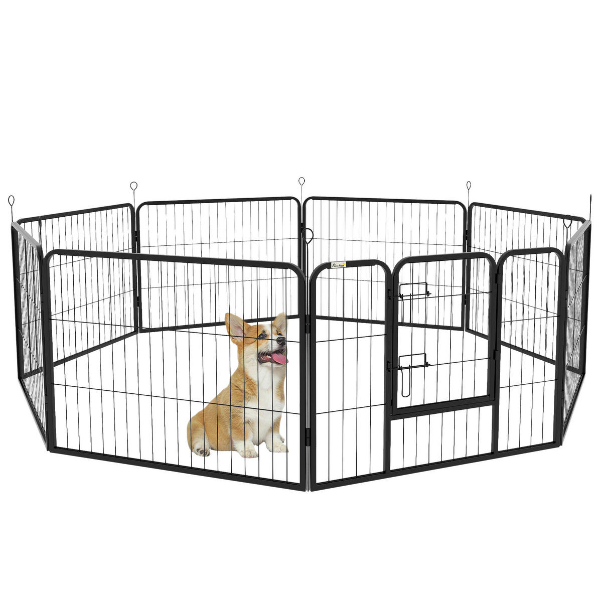 PawHut Tier-Zubehör schwarz Polypropylen H/L: ca. 80x60 cm Welpenauslauf - schwarz (60,00cm) - PawHut