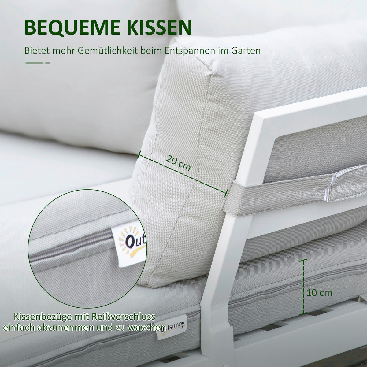 Outsunny Gartenmöbel-Set creme Aluminium B/H/L: ca. 77x71x173 cm Gartenmöbel-Set - creme (173,00/77,00/71,00cm) - Outsunny
