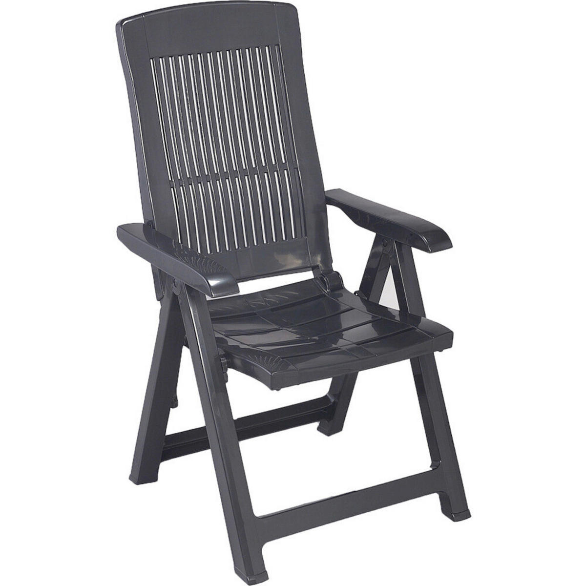 PROGARDEN,MADISON Klappsessel Set + Auflagen Tampa anthrazit Kunststoff B/H/L: ca. 61x109x60 cm Tampa - anthrazit (60,00/61,00/109,00cm) - PROGARDEN,MADISON