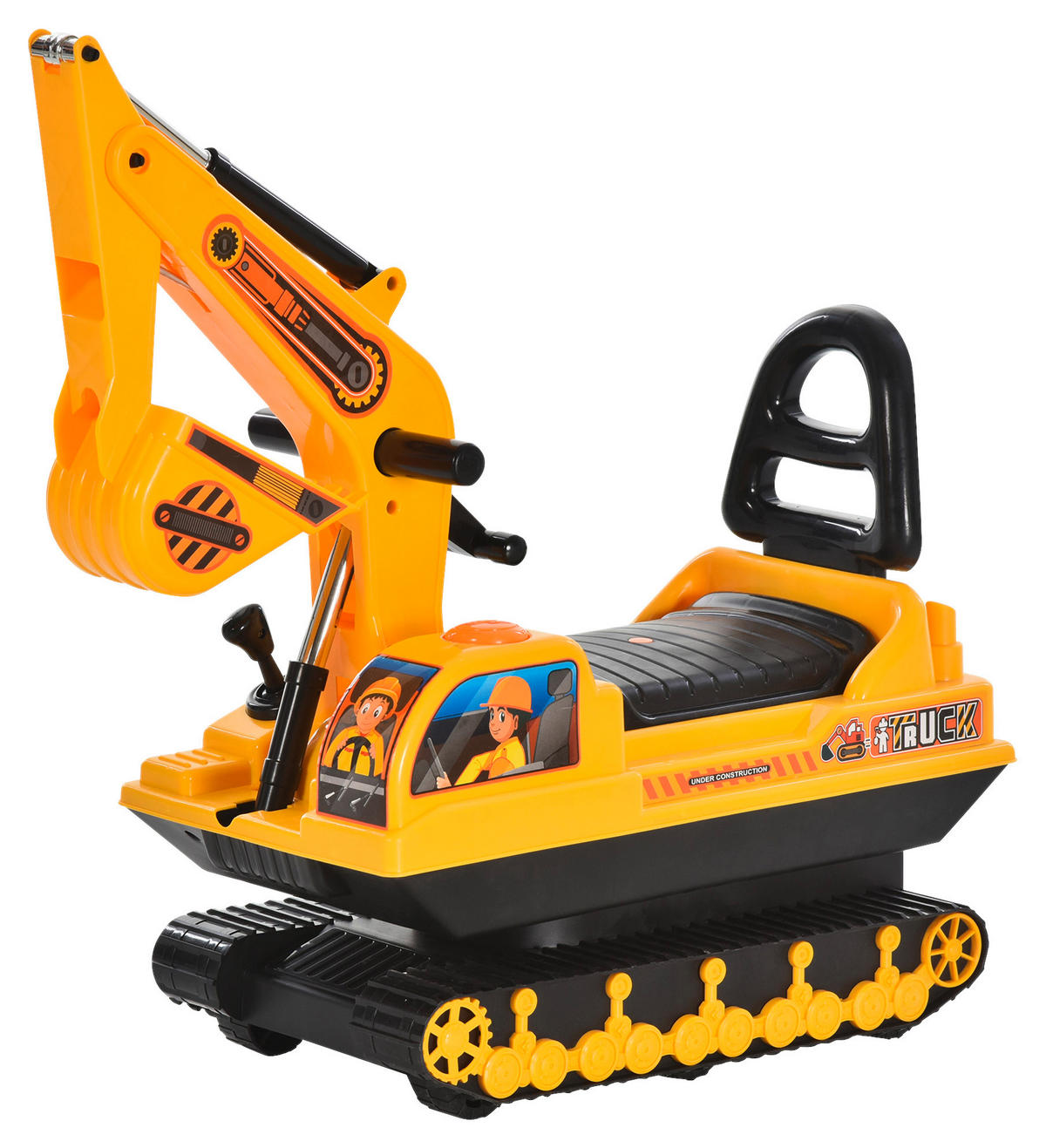 HOMCOM Kinder-Rutscherfahrzeug Bagger gelb B/H/L: ca. 24x58,5x78 cm Rutscherfahrzeug_Bagger - gelb/schwarz (78,00/24,00/58,50cm) - HOMCOM