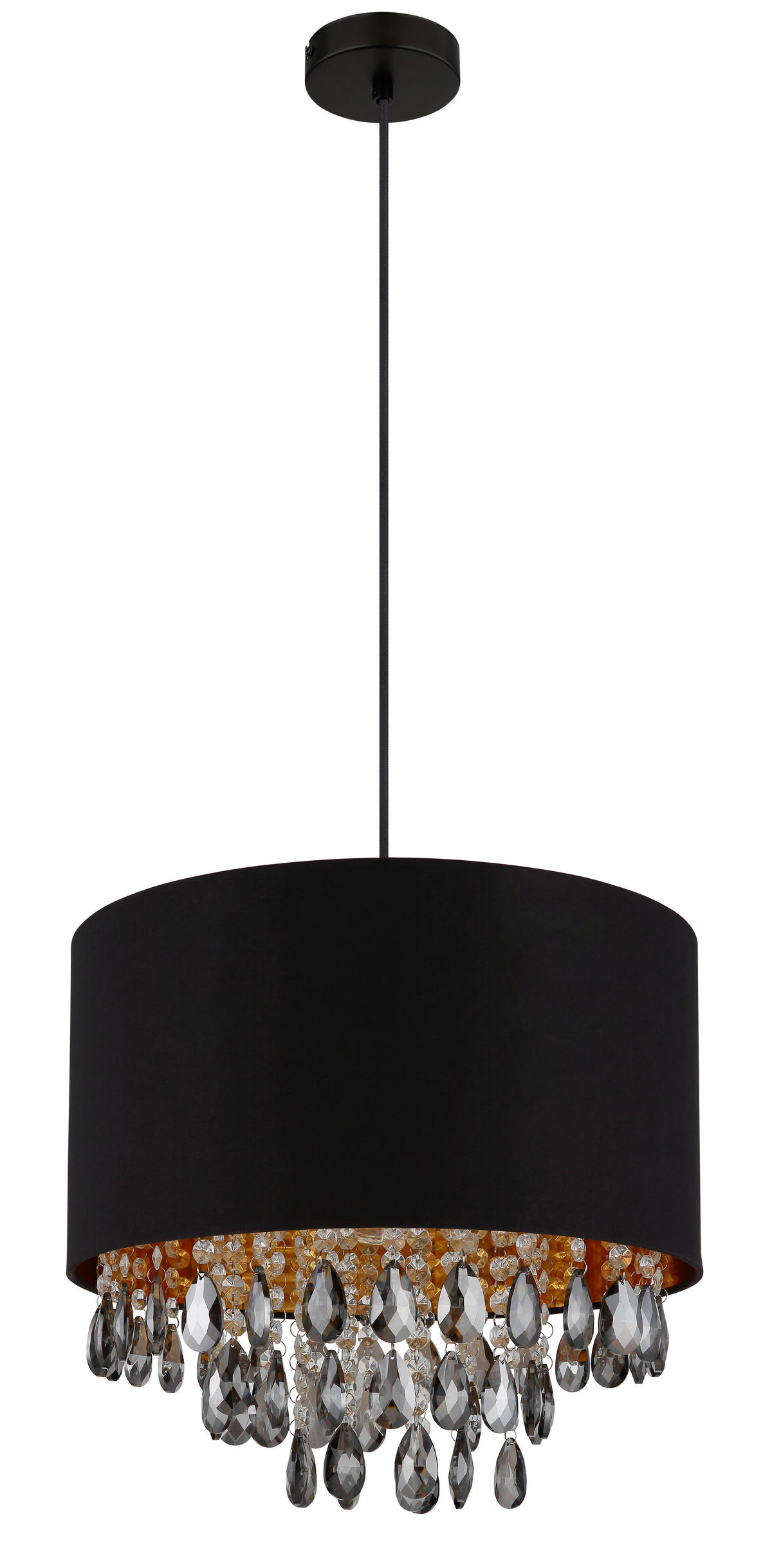 GLOBO Pendelleuchte COLETTA 15776H gold schwarz mattschwarz Kunststoff Metall Textil H/D: ca. 120x40 cm E27 1 Brennstellen COLETTA - gold/schwarz (40,00/120,00cm) - GLOBO