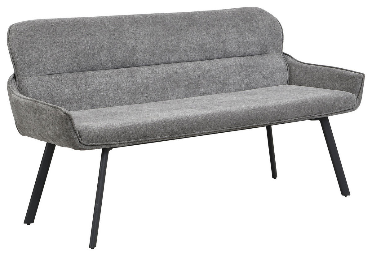 Sitzbank RICO schwarz grau Metall Stoff B/H/T: ca. 160x90x62 cm RICO - schwarz/grau (160,00/90,00/62,00cm) - byLIVING
