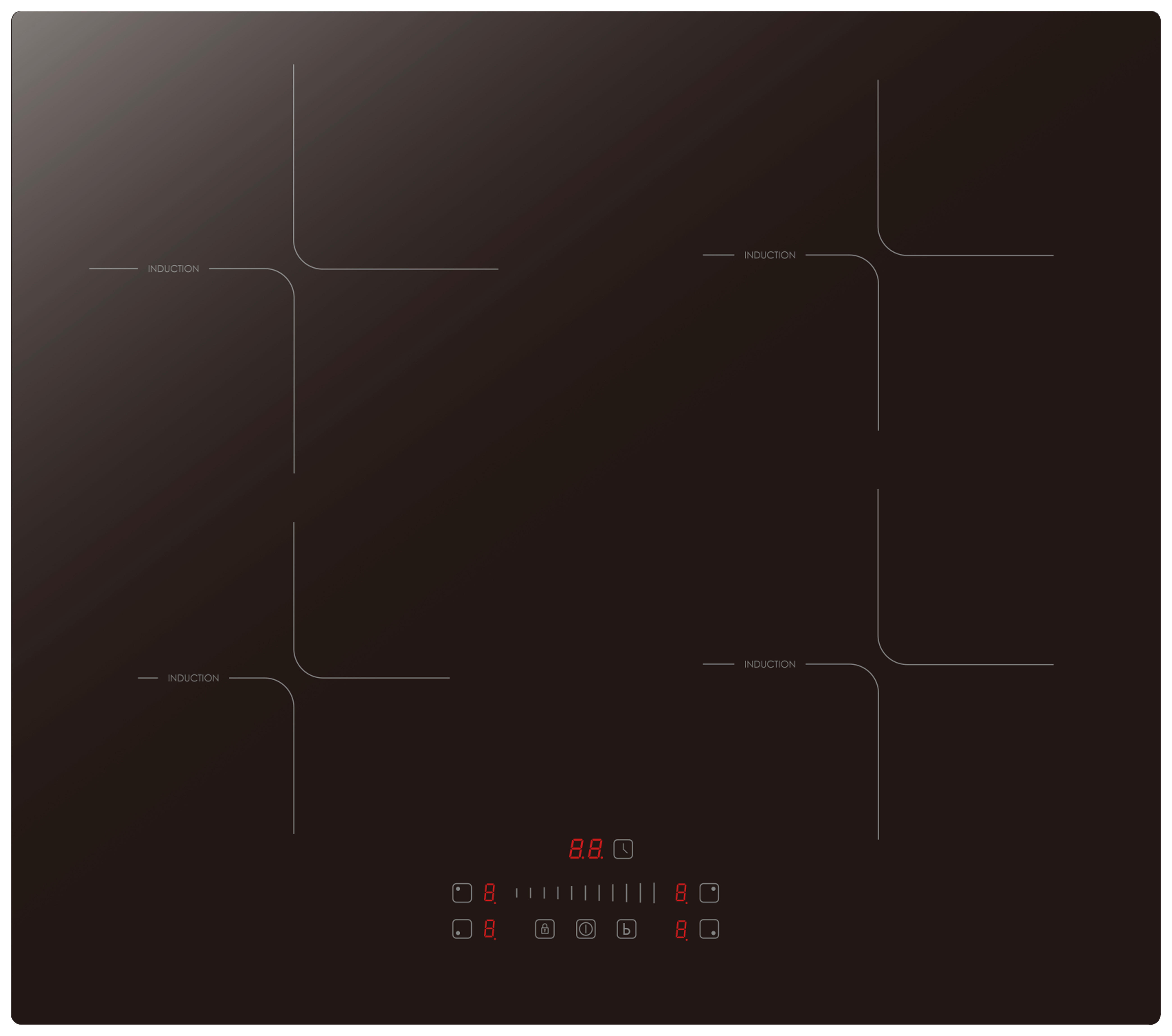 PKM-Möbel Induktions-Kochplatte IN4-SA B/H/T: ca. 59x6,2x52 cm IN4-SA - (59,00/6,20/52,00cm) - PKM-Möbel