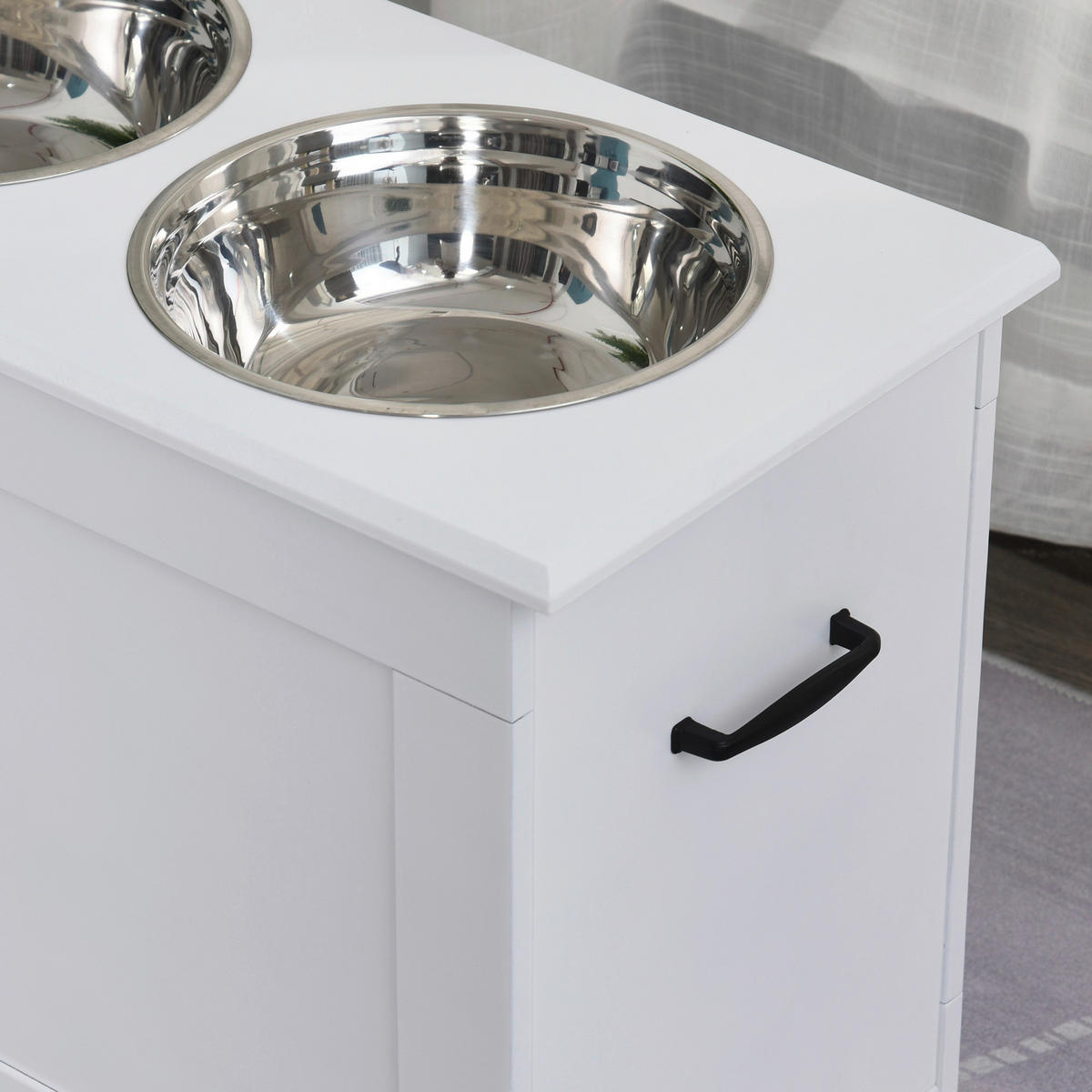 PawHut Futternapf weiß MDF B/H/L: ca. 60x41x30 cm Futternapf - weiß (30,00/60,00/41,00cm) - PawHut