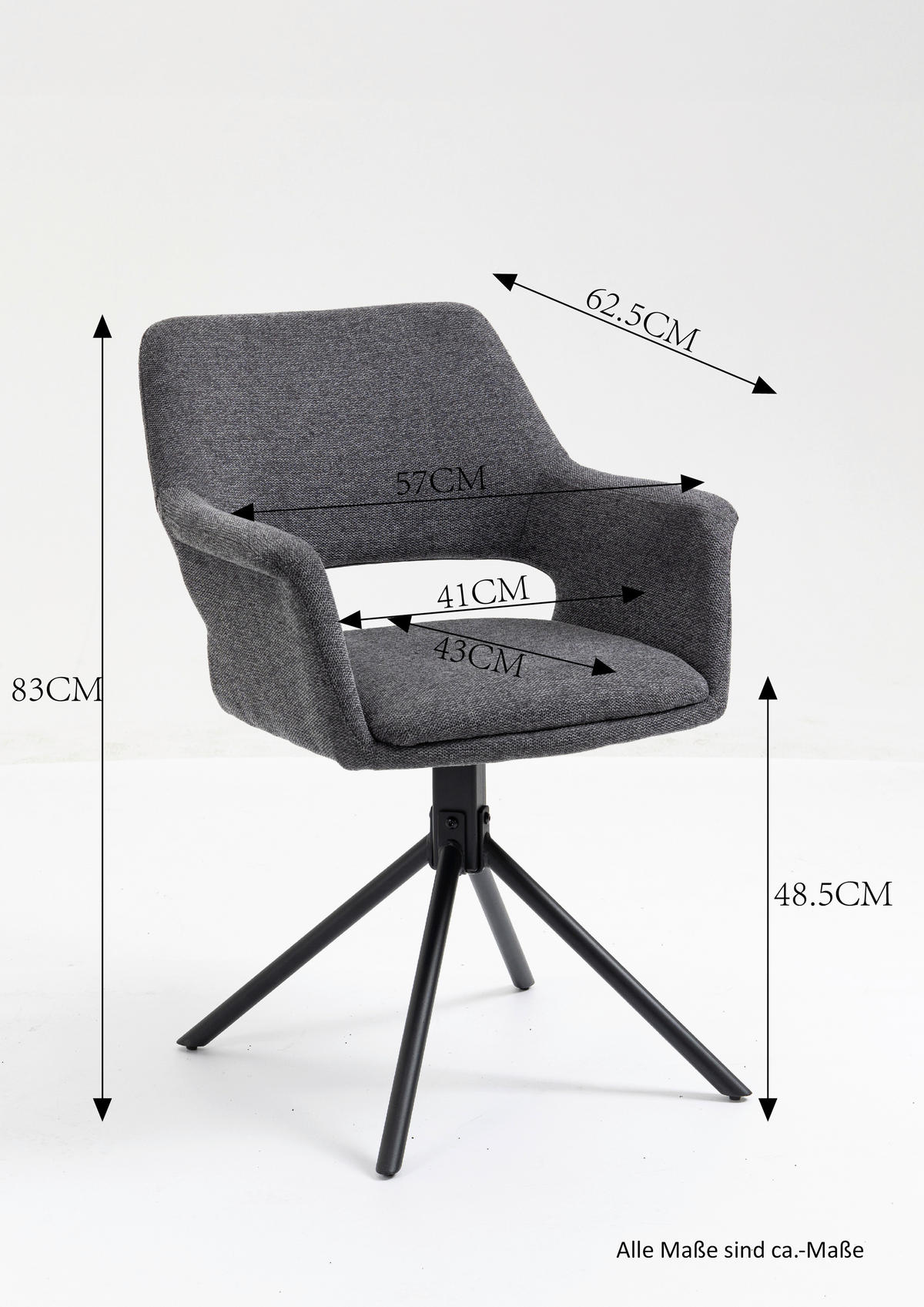 Stuhl ELEONORE 2er-Set grau schwarz Webstoff B/H/T: ca. 57x84x61 cm ▷  online bei POCO kaufen