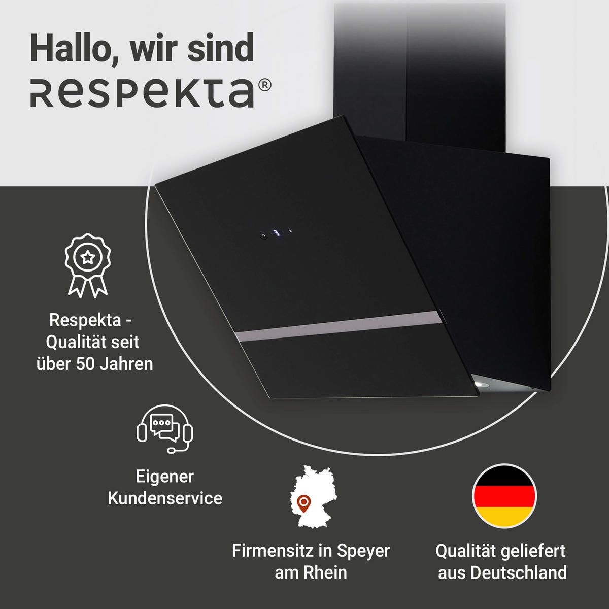 Respekta Dunstabzugshaube CH24060SAM schwarz B/H/T: ca. 59,5x34,2x38,5 cm CH24060SAM - schwarz (59,50/34,20/38,50cm) - Respekta