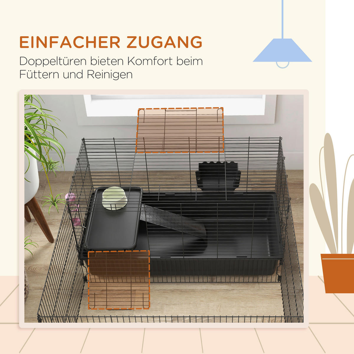 PawHut Kleintierkäfig schwarz Stahl B/H/L: ca. 99x54x112,5 cm Kleintierkäfig - schwarz (112,50/99,00/54,00cm) - PawHut