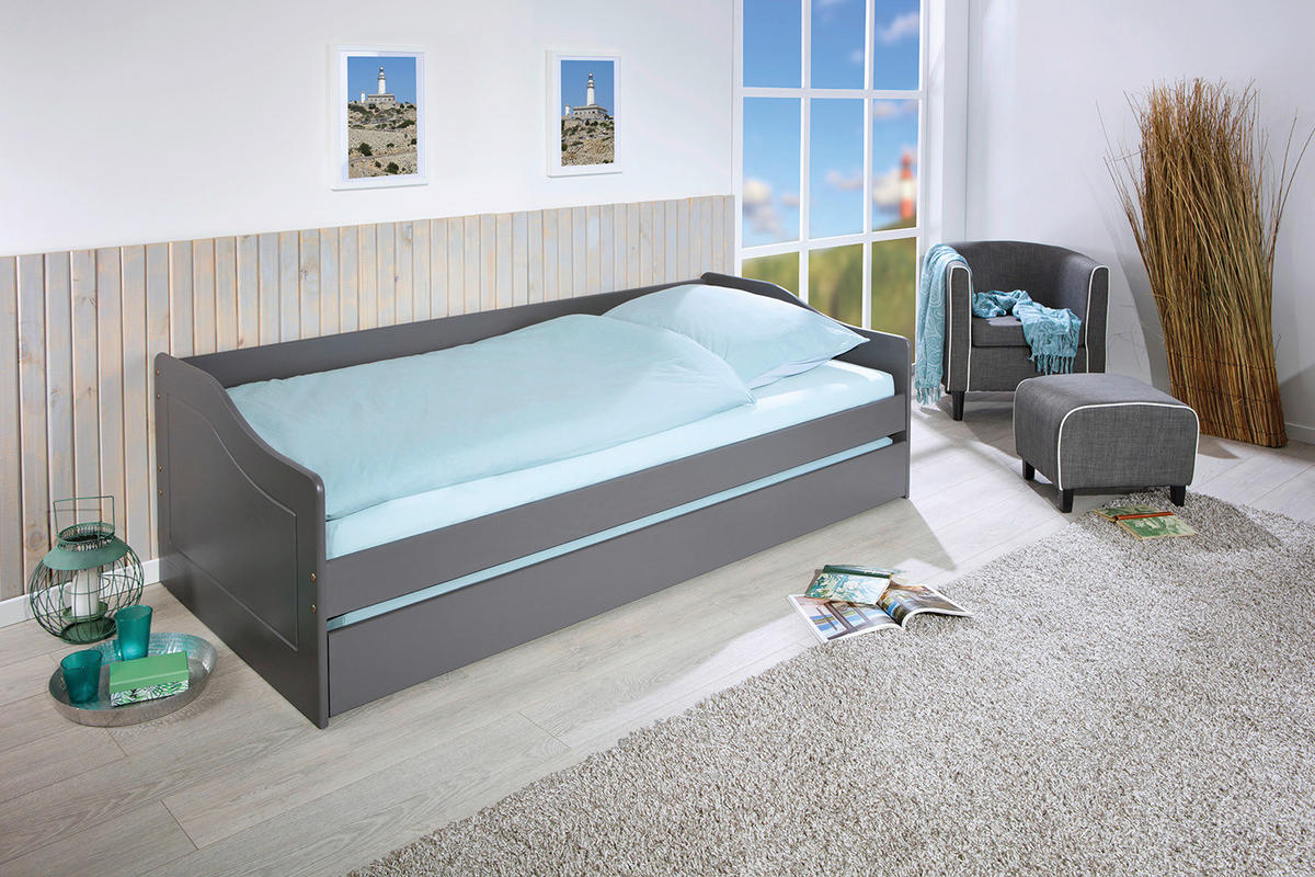 Funktionsbett Malte grau Liegefläche B/L: ca. 90x200 cm Malte - grau (208,00/97,00/62,00cm) - Inter Link