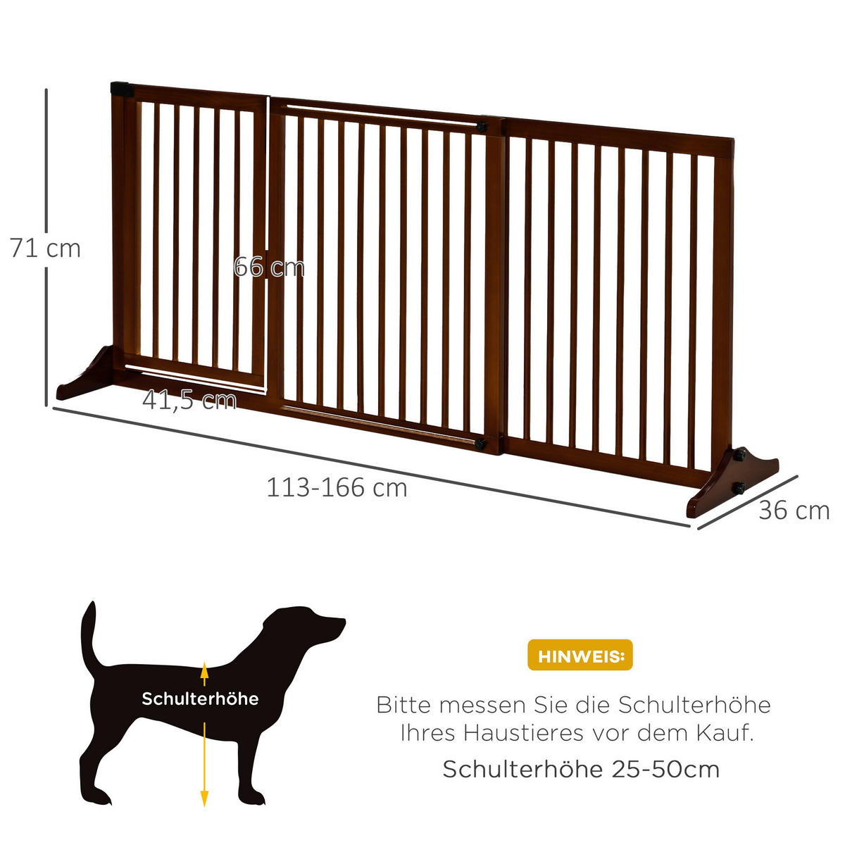 PawHut Schutzgitter braun Edelstahl B/H/L: ca. 166x113x36 cm Türschutzgitter - braun (36,00/166,00/113,00cm) - PawHut