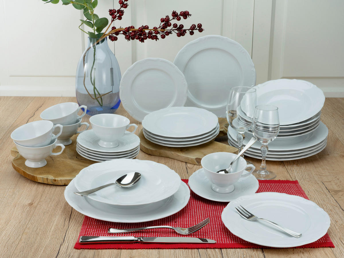 CreaTable Kombiservice Maria Theresia weiß Porzellan 30 tlg. Maria Theresia - weiß - CreaTable