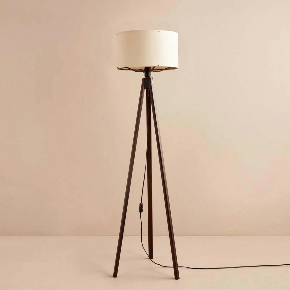 Opviq Stehleuchte braun Stoff Holz B/H/T/L/D: ca. 21x140x21x21x21 cm E27 1 Brennstellen AYD - braun (21,00/21,00/140,00cm) - Opviq