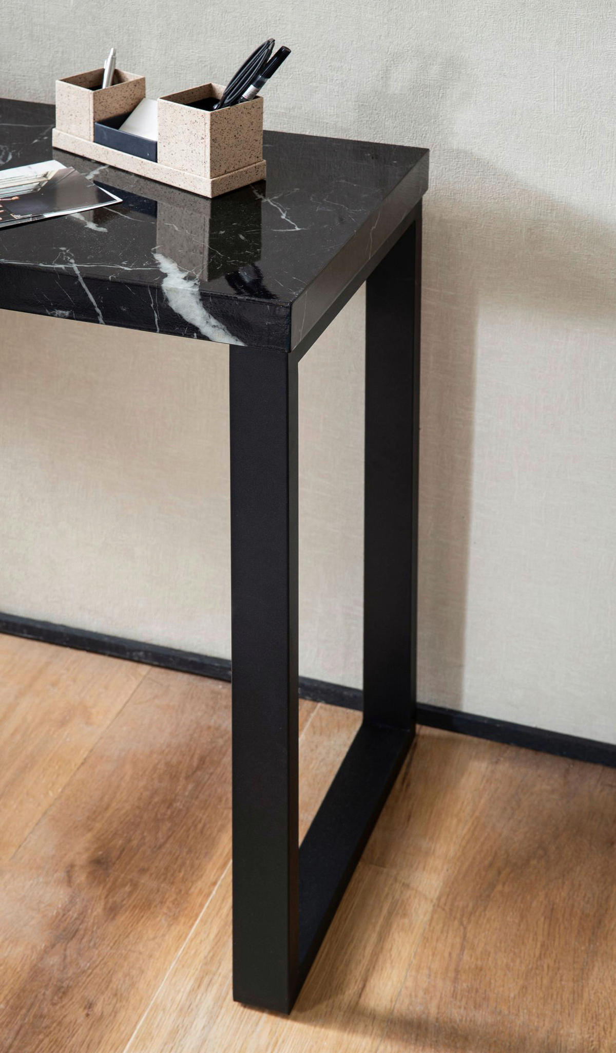 Konsolentisch schwarz Marmor Optik MDF B/H/T: ca. 120x76x40 cm Konsolentisch - schwarz (120,00/76,00/40,00cm) - Wohnling