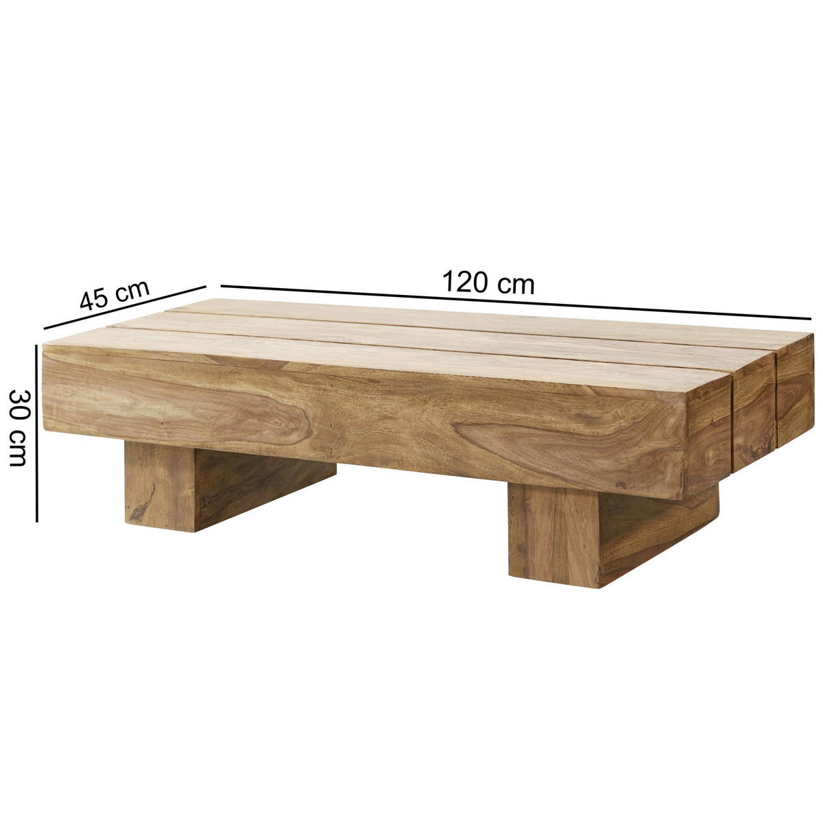 Couchtisch natur B/H/T: ca. 120x30x45 cm Couchtisch - natur (120,00/30,00/45,00cm) - Wohnling