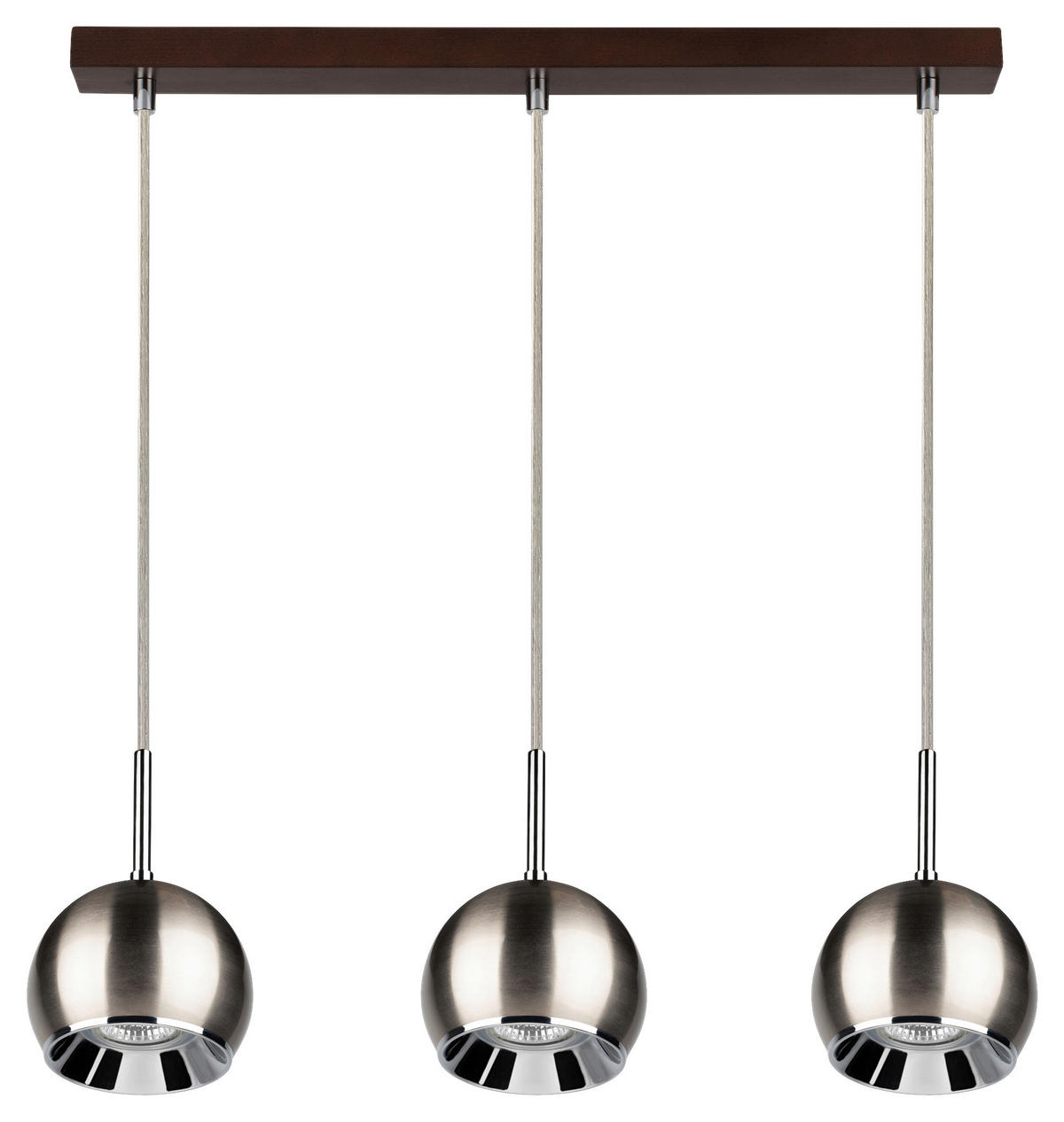 SPOT Light Pendelleuchte SP-5141376 Ball Wood Chrom walnuss Satiniert Buche Metall B/H: ca. 52x110 cm GU10 3 Brennstellen Ball Wood - walnuss/Satiniert (52,00/110,00cm) - SPOT Light