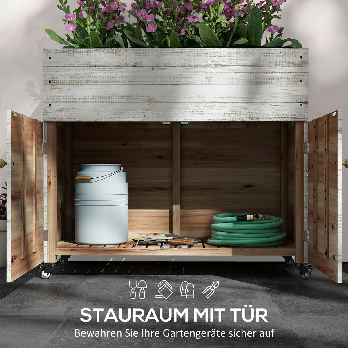 Outsunny Hochbeet weiß Holz B/H/L: ca. 50x110x95 cm Hochbeet - weiß (95,00/50,00/110,00cm) - Outsunny