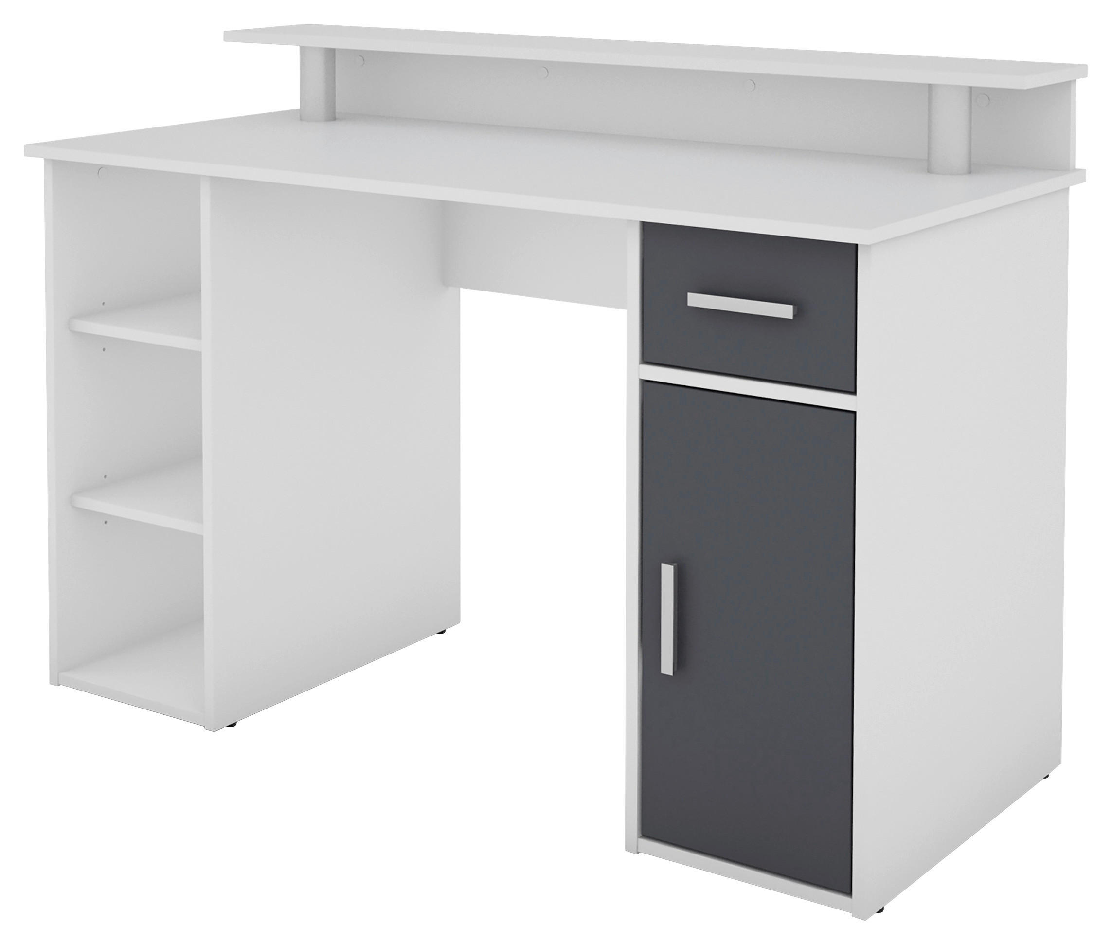 Schreibtisch DIEGO weiß anthrazit silber B/H/T: ca. 120x88x55 cm DIEGO - weiß/anthrazit (120,00/88,00/55,00cm) - byLIVING