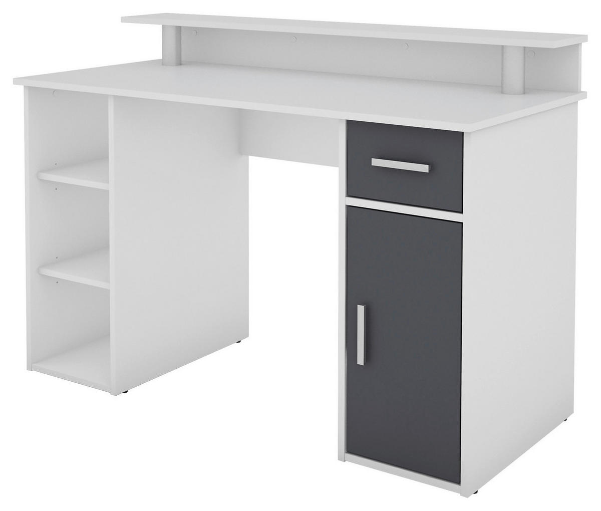 Schreibtisch DIEGO weiß anthrazit silber B/H/T: ca. 120x88x55 cm DIEGO - weiß/anthrazit (120,00/88,00/55,00cm) - byLIVING