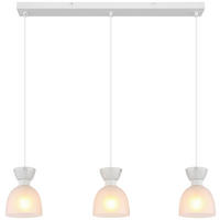 GLOBO Pendelleuchte Opal weiß Metall Glas B/H: ca. 65x120 cm E14 3 Brennstellen Massey - weiß/Opal (65,00/120,00cm) - GLOBO
