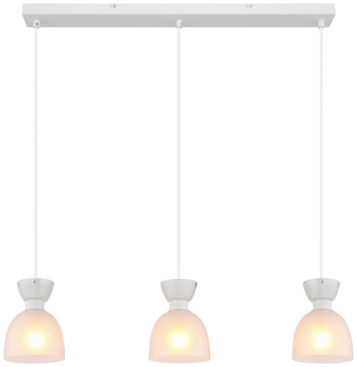 GLOBO Pendelleuchte Opal weiß Metall Glas B/H: ca. 65x120 cm E14 3 Brennstellen Massey - weiß/Opal (65,00/120,00cm) - GLOBO