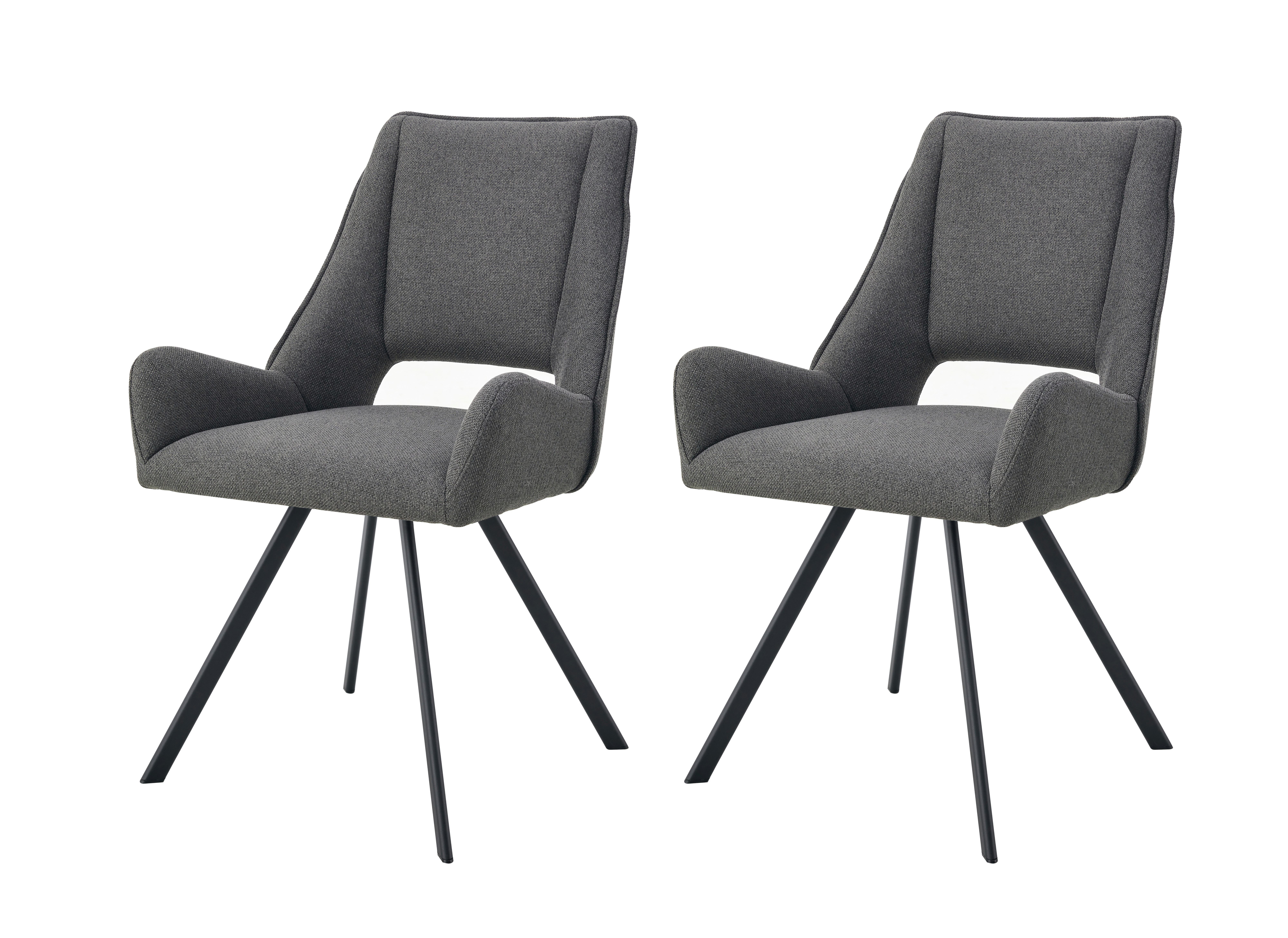 Stuhl HELEN, 2er Set anthrazit schwarz B/H/T: ca. 56x91x63 cm HELEN, 2er Set - schwarz/anthrazit (56,00/91,00/63,00cm) - xonox.home
