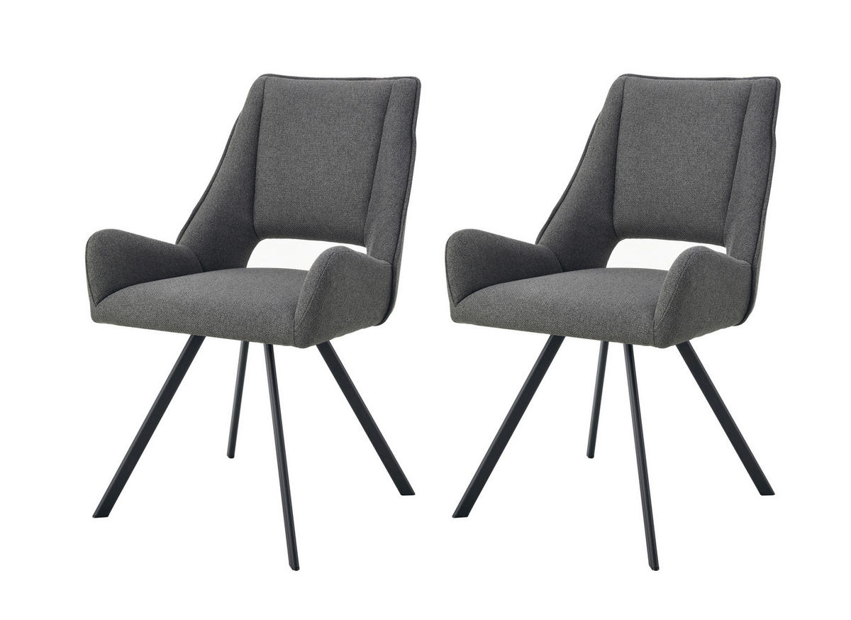 Stuhl HELEN, 2er Set anthrazit schwarz B/H/T: ca. 56x91x63 cm HELEN, 2er Set - schwarz/anthrazit (56,00/91,00/63,00cm) - xonox.home