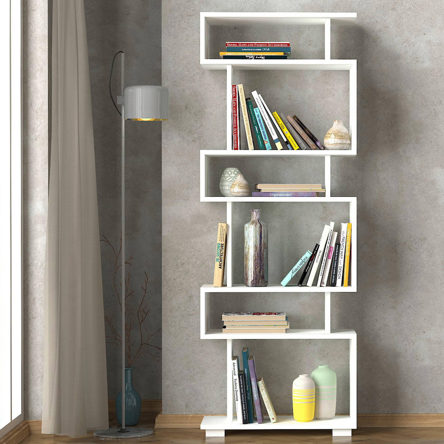 Regal Blok weiß B/H/T: ca. 60x160x20 cm Blok - weiß (60,00/160,00/20,00cm) - moebel17