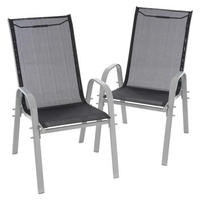 VCM Stapelsessel-Set hellgrau Textilene B/H/T: ca. 55x93x58 cm Stapelsessel_2erSet - hellgrau (55,00/93,00/58,00cm) - VCM
