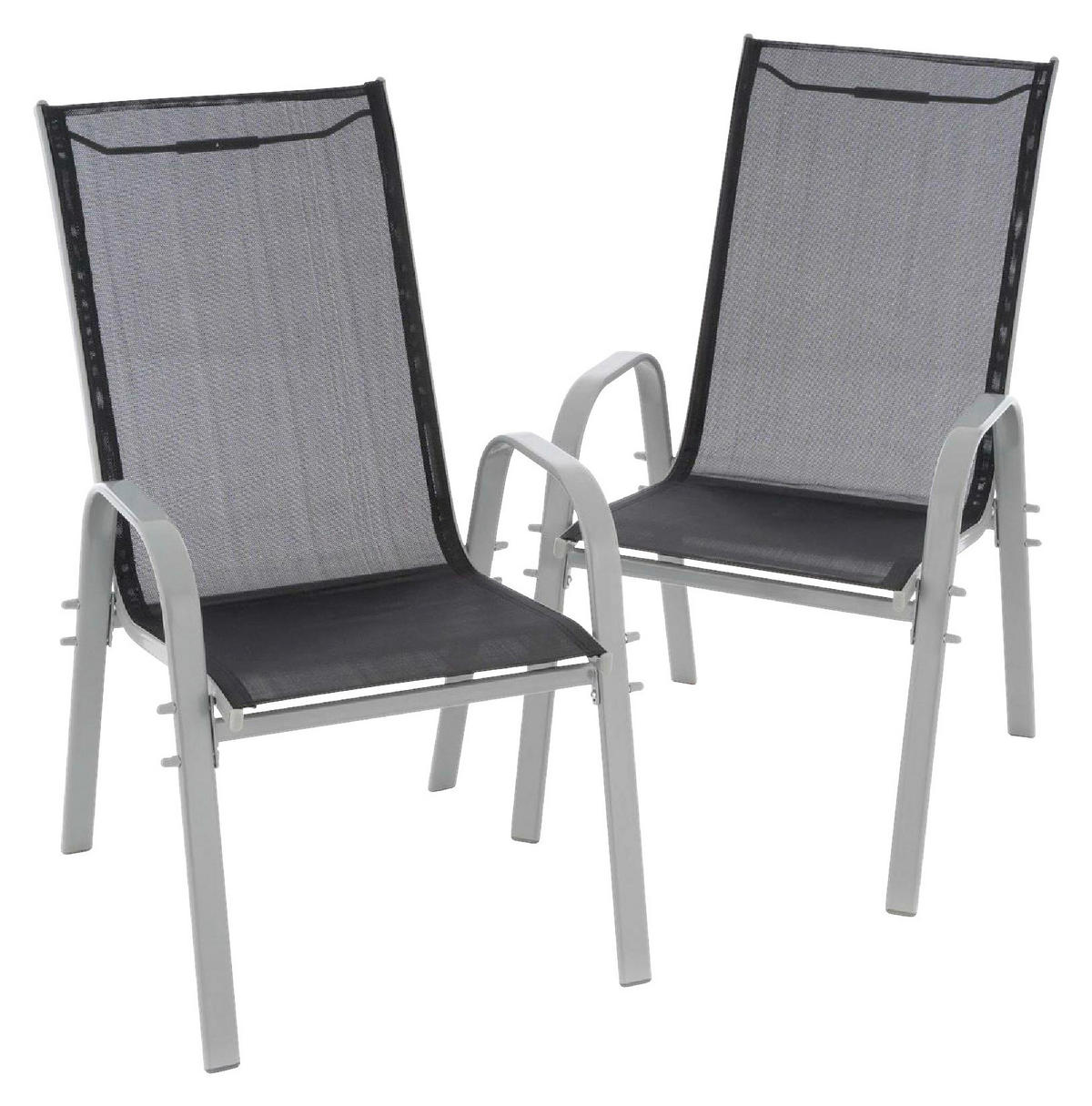 VCM Stapelsessel-Set hellgrau Textilene B/H/T: ca. 55x93x58 cm Stapelsessel_2erSet - hellgrau (55,00/93,00/58,00cm) - VCM