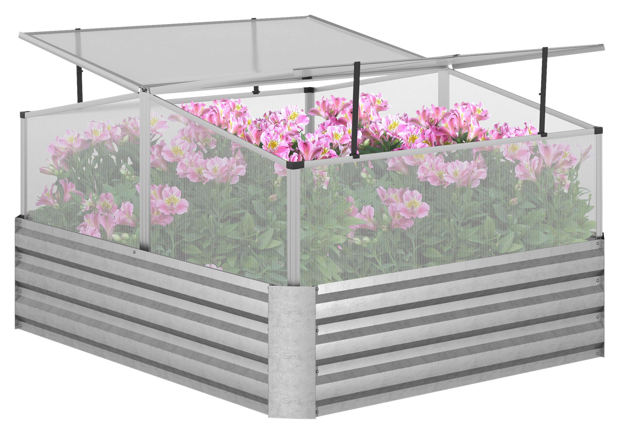 Outsunny Hochbeet silber Aluminium B/H/L: ca. 107x67,5x126 cm Hochbeet - silber (126,00/107,00/67,50cm) - Outsunny