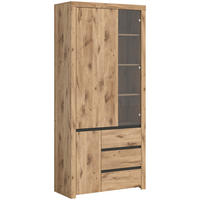 Vitrine Woody Nox Oak Nachbildung anthrazit B/H/T: ca. 90x200x37 cm Woody - anthrazit (90,00/200,00/37,00cm)