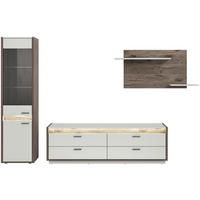 Wohnwand Falcona Nox Oak Nachbildung hellgrau B/H/T: ca. 268x198x43 cm Falcona - hellgrau (268,00/198,00/43,00cm) - xonox.home