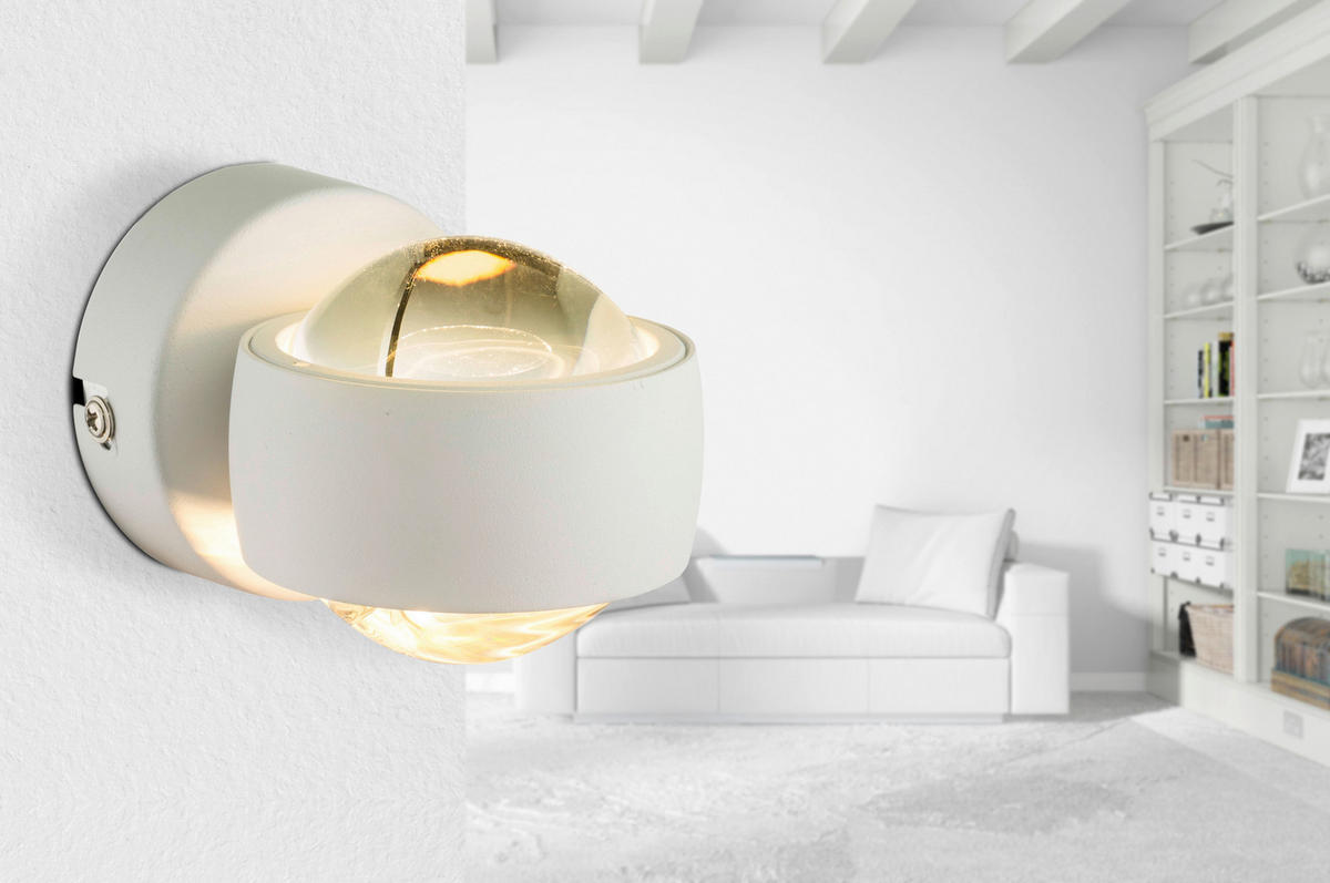 GLOBO LED-Wandleuchte weiß Metall Glas B/H/L: ca. 7,5x7x10 cm 2 Brennstellen RANDI - weiß (10,00/7,50/7,00cm) - GLOBO