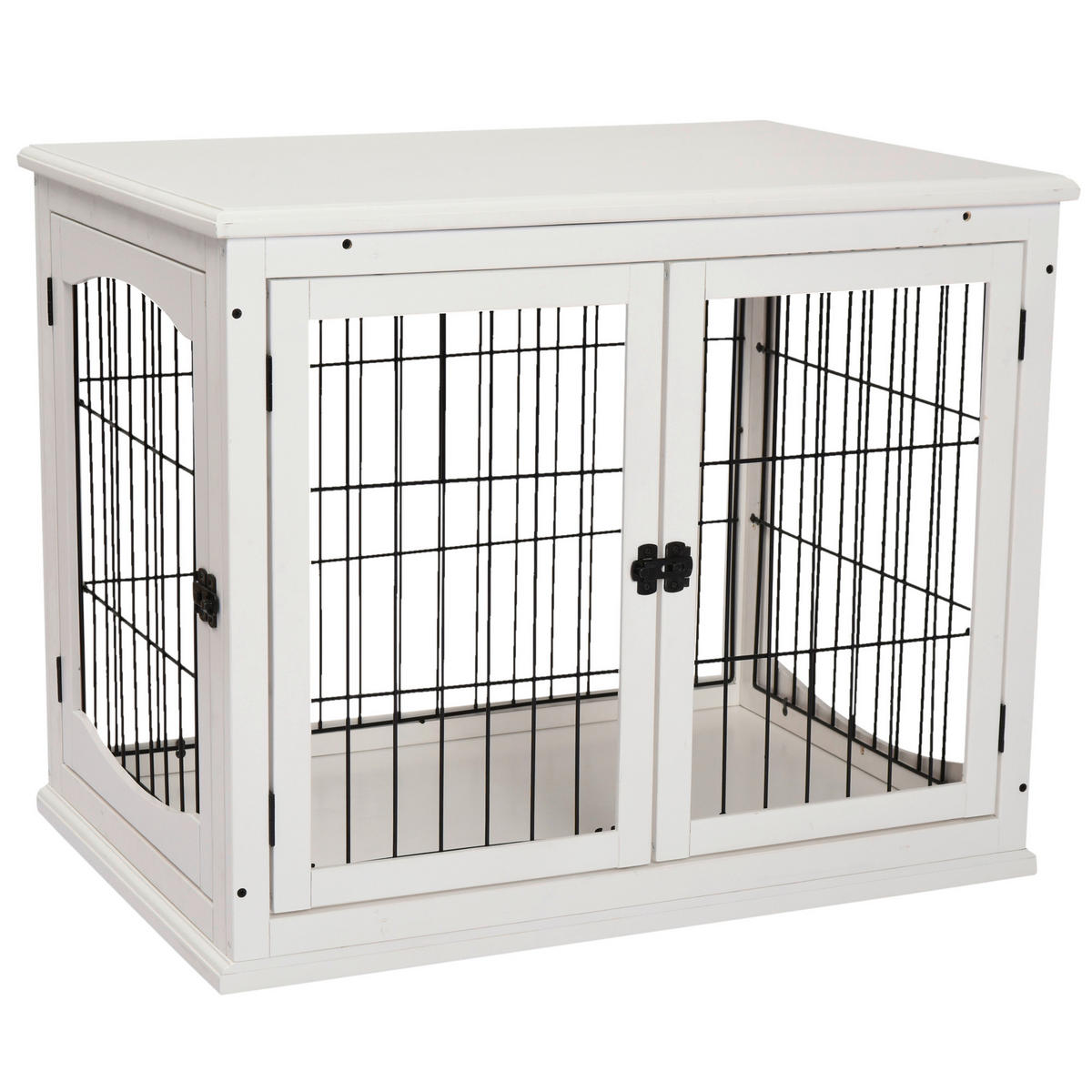 PawHut Hundekäfig weiß Eisen B/H/L: ca. 81x66x58,5 cm Hundekäfig - weiß (58,50/81,00/66,00cm) - PawHut