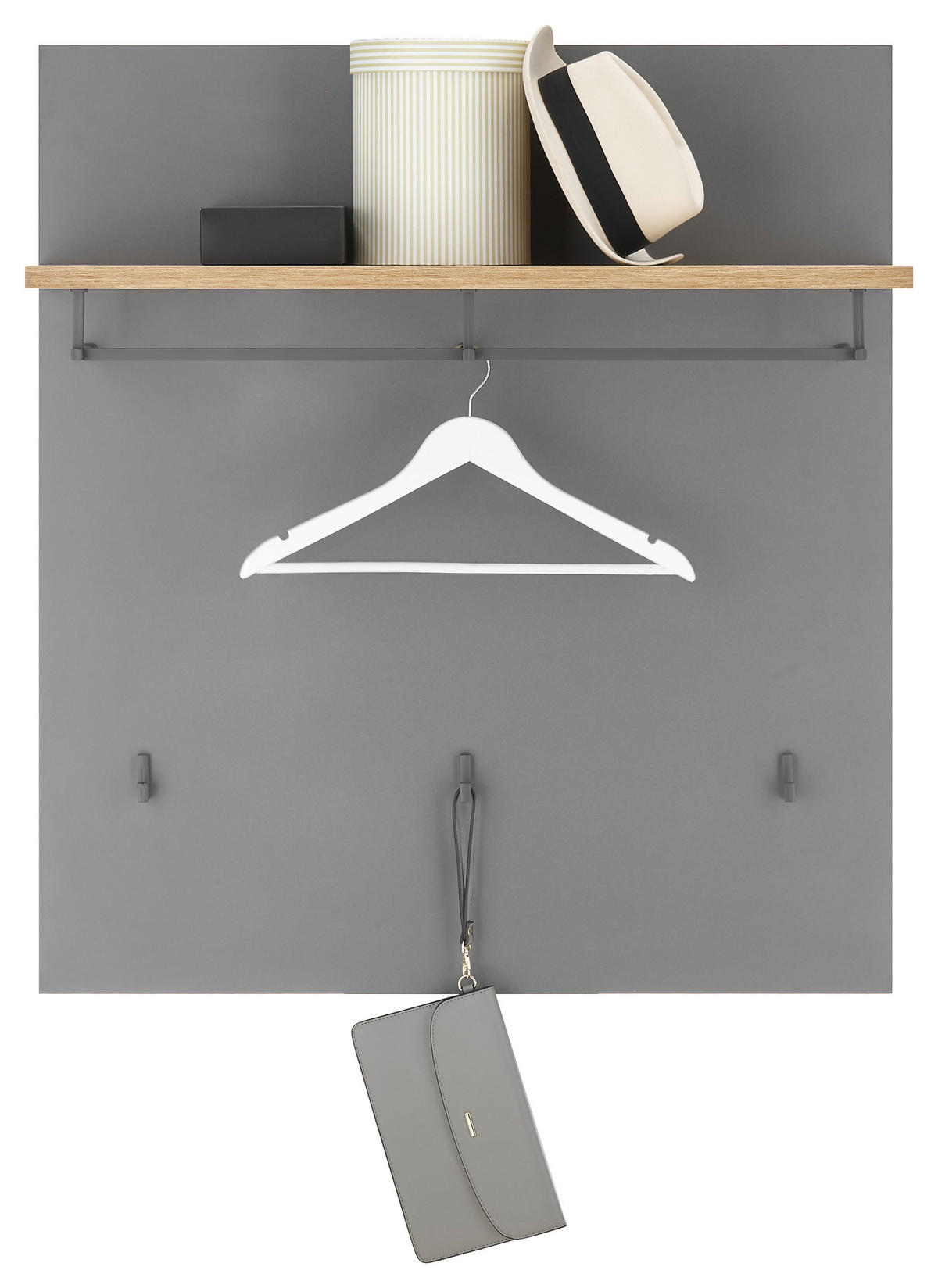 Garderobenpaneel Milan grau Eiche Artisan Nachbildung B/H/T: ca. 858x95x27 cm Milan - Eiche/grau (858,00/95,00/27,00cm)