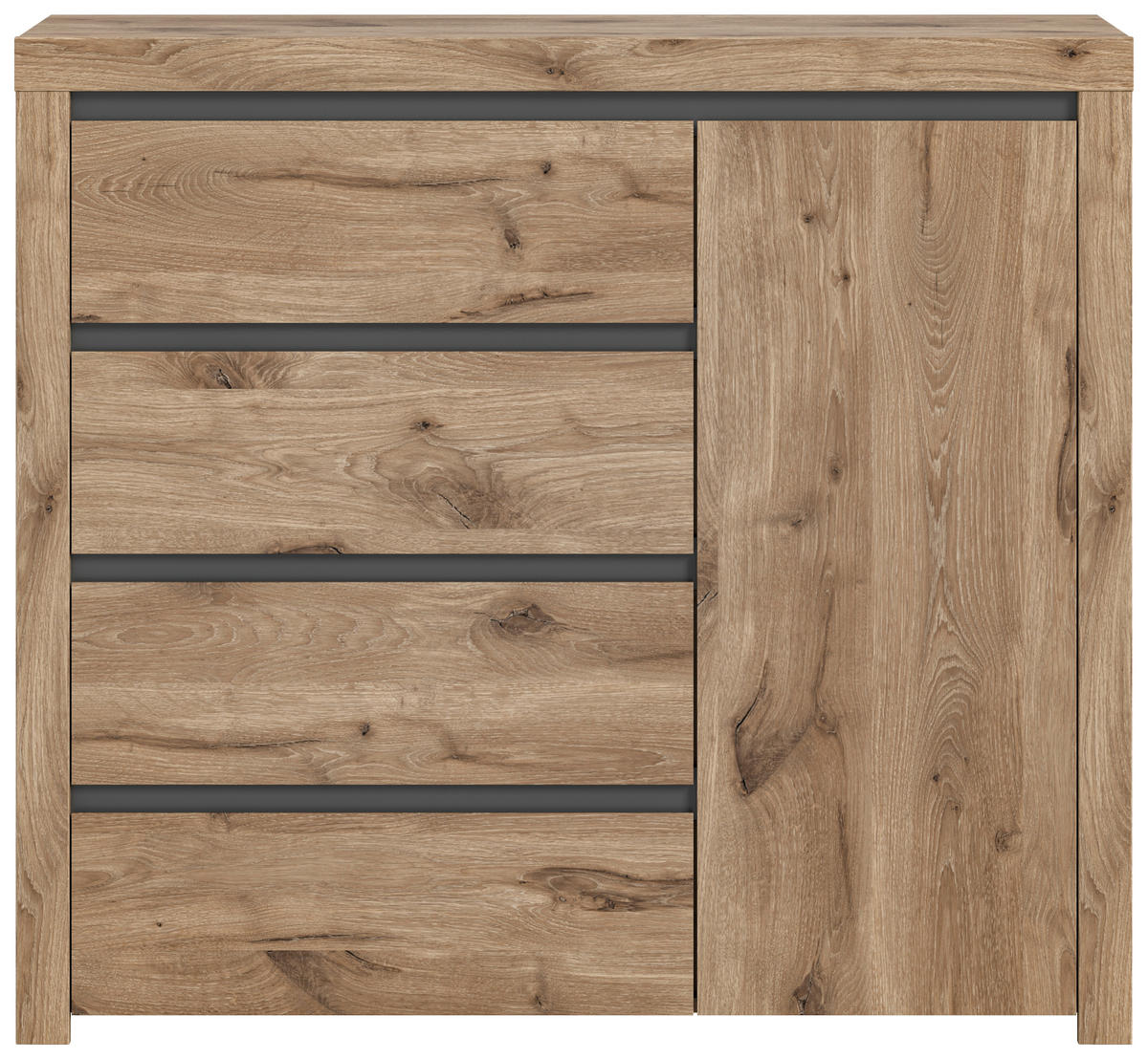 Kommode Woody Nox Oak Nachbildung anthrazit B/H/T: ca. 116x105x37 cm Woody - anthrazit (116,00/105,00/37,00cm)