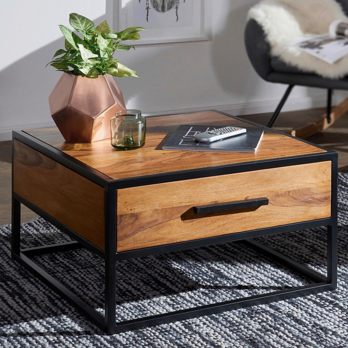 Couchtisch braun B/H/T: ca. 65x38x65 cm Couchtisch - braun (65,00/38,00/65,00cm) - Wohnling