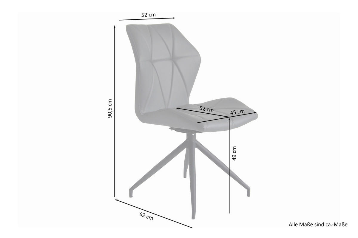 Stuhl IMKE  2er-Set grau schwarz Kunstleder Metall B/H/T: ca. 52x90,5x62 cm IMKE  2er-Set - schwarz/grau (52,00/90,50/62,00cm) - byLIVING