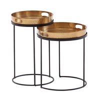 Beistelltisch 2er-Set. gold Metall B/H/T: ca. 38x45x38 cm 2er-Set. - gold (38,00/45,00/38,00cm) - Wohnling
