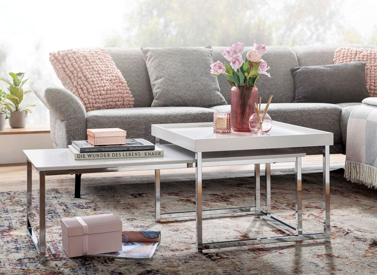 Couchtisch 2er-Set. weiß B/H/T: ca. 60x45x110 cm 2er-Set. - weiß (60,00/45,00/110,00cm) - Wohnling