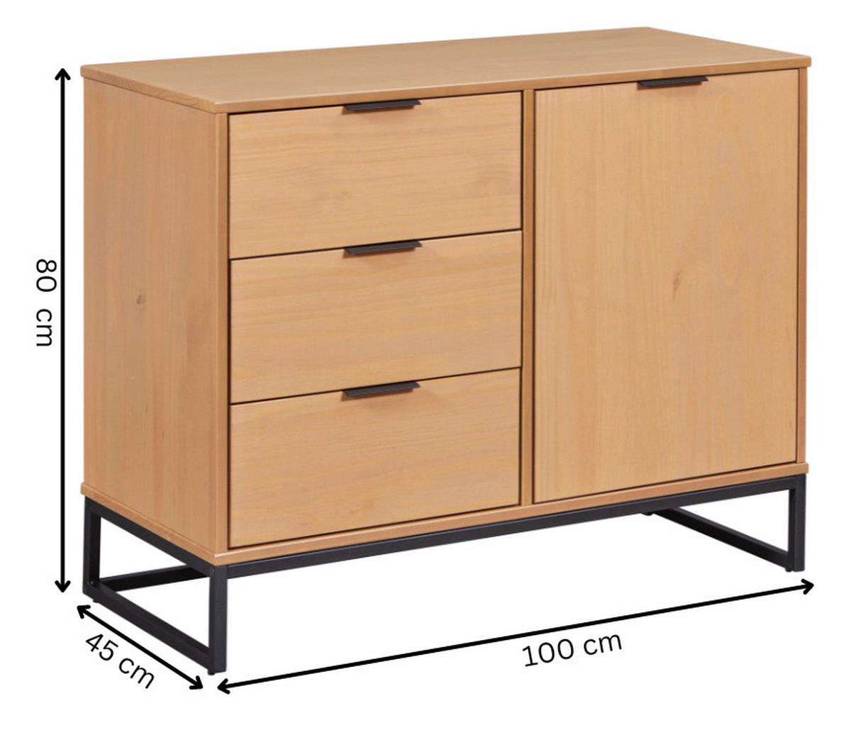 Kommode Vivo 1T3S Oak lackiert B/H/L: ca. 45,3x80x100,9 cm Vivo 1T3S - Oak (100,90/45,30/80,00cm) - Inter Link