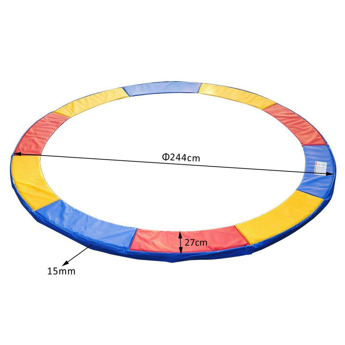 HOMCOM Trampolin blau D: ca. 244 cm Trampolin_Randabdeckung - blau/gelb (244,00cm) - HOMCOM