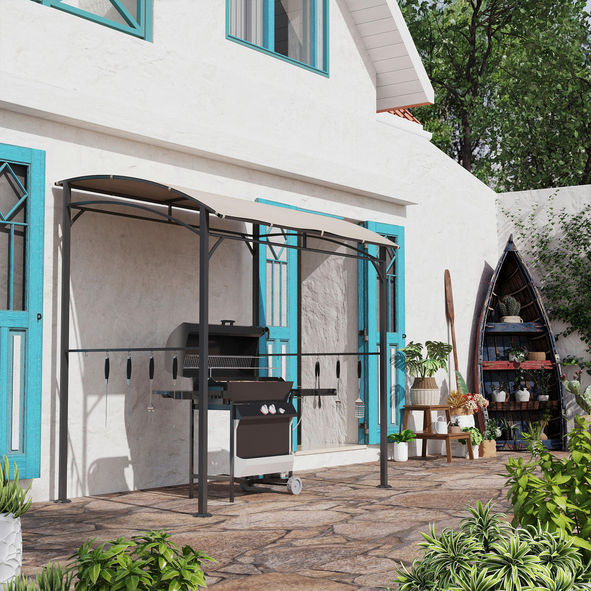 Outsunny Grillpavillon Grillpavillon - (215,00/150,00/220,00cm) - Outsunny