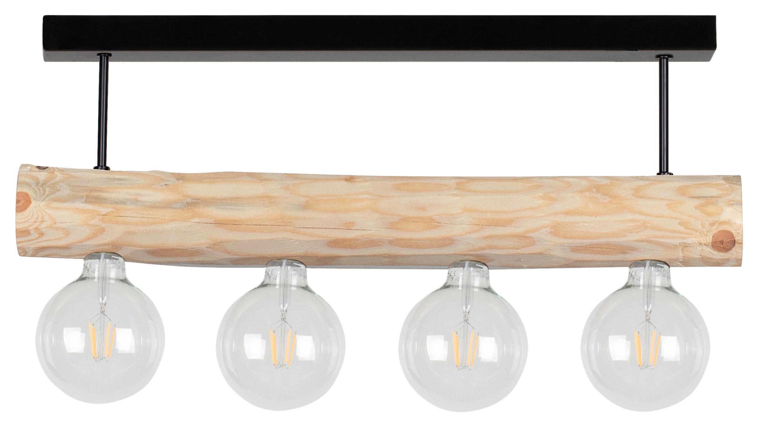 SPOT Light Deckenleuchte SP-6996404  Trabo Simple kiefer schwarz Holz Metall H/L/D: ca. 23x70x10 cm E27 4 Brennstellen Trabo Simple - kiefer/schwarz (10,00/23,00cm) - SPOT Light