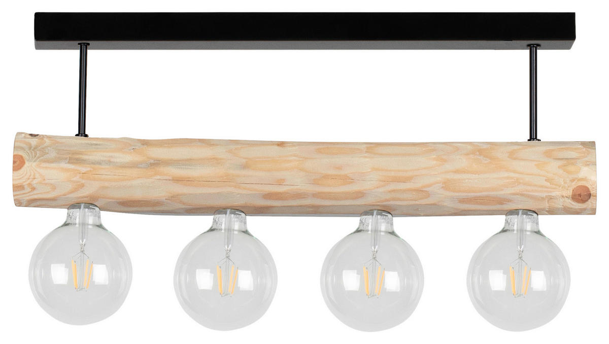 SPOT Light Deckenleuchte SP-6996404  Trabo Simple kiefer schwarz Holz Metall H/L/D: ca. 23x70x10 cm E27 4 Brennstellen Trabo Simple - kiefer/schwarz (10,00/23,00cm) - SPOT Light