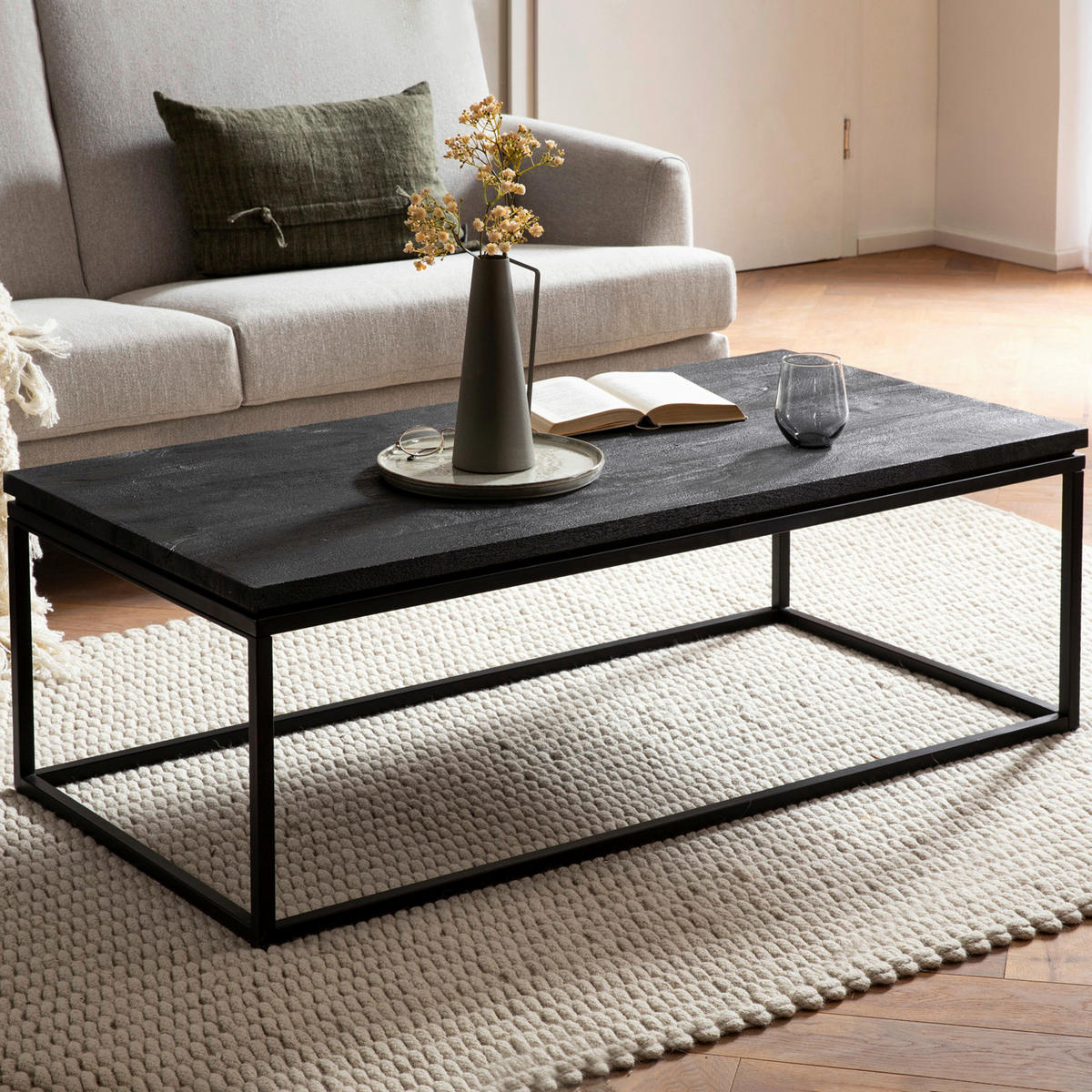 Couchtisch schwarz B/H/T: ca. 120x40x60 cm Couchtisch - schwarz (120,00/40,00/60,00cm) - Wohnling