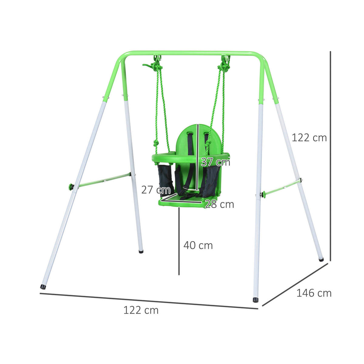 Outsunny Kinderschaukel grau B/H/L: ca. 146x122x122 cm Kinderschaukel - grün/grau (122,00/146,00/122,00cm) - Outsunny