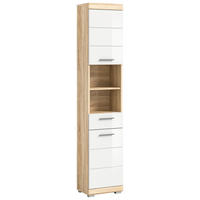 Badhochschrank LAMBADA Eiche Sonoma hell Nachbildung weiß Hochglanz B/H/T: ca. 37x191x31 cm LAMBADA - Eiche/weiß (37,00/191,00/31,00cm) - xonox.home