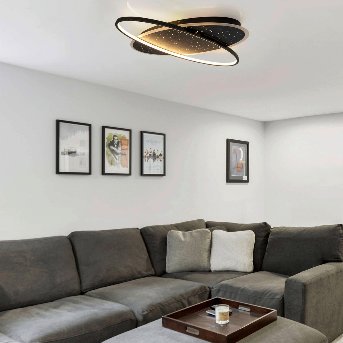 Näve Leuchten LED-Deckenleuchte schwarz Kunststoff Metall B/H/T: ca. 60x6,5x47 cm STELARIS - schwarz (60,00/6,50/47,00cm) - Näve Leuchten