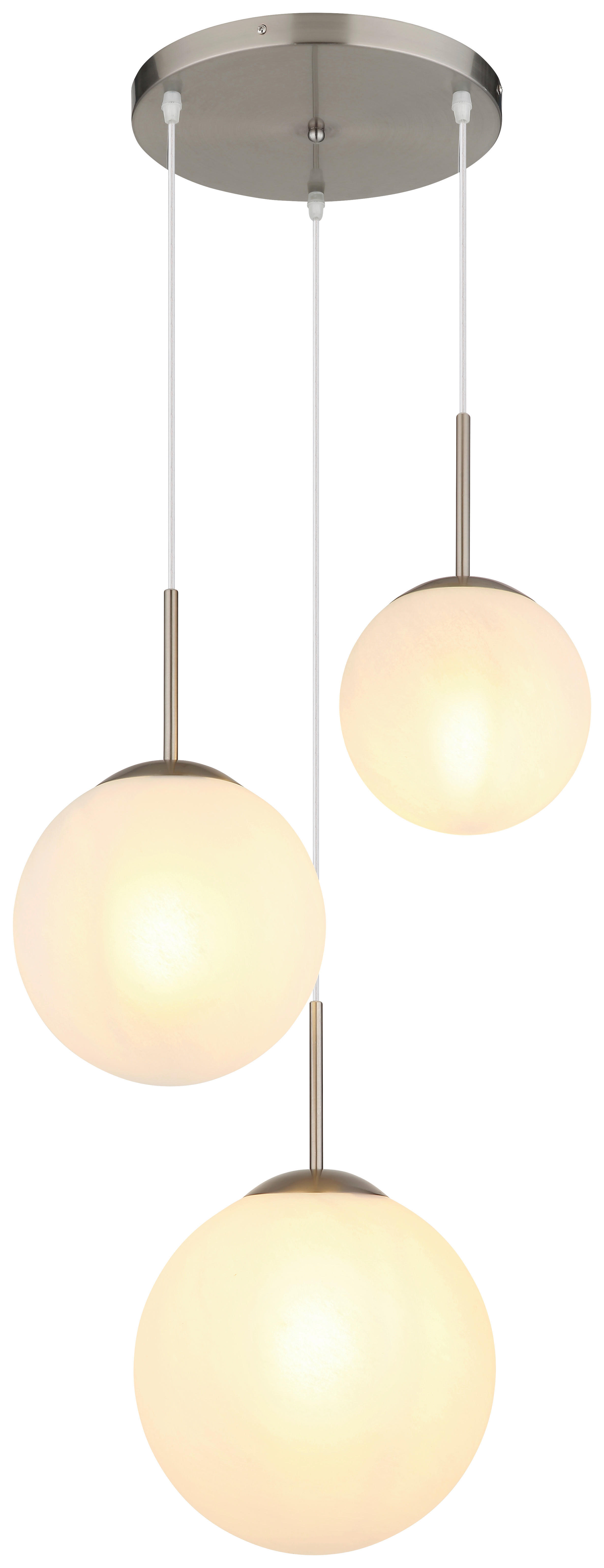 GLOBO Pendelleuchte KOP 30529301 nickel Opal klar Metall Glas H/D: ca. 120x50 cm E27 3 Brennstellen KOP - klar/nickel (50,00/120,00cm) - GLOBO